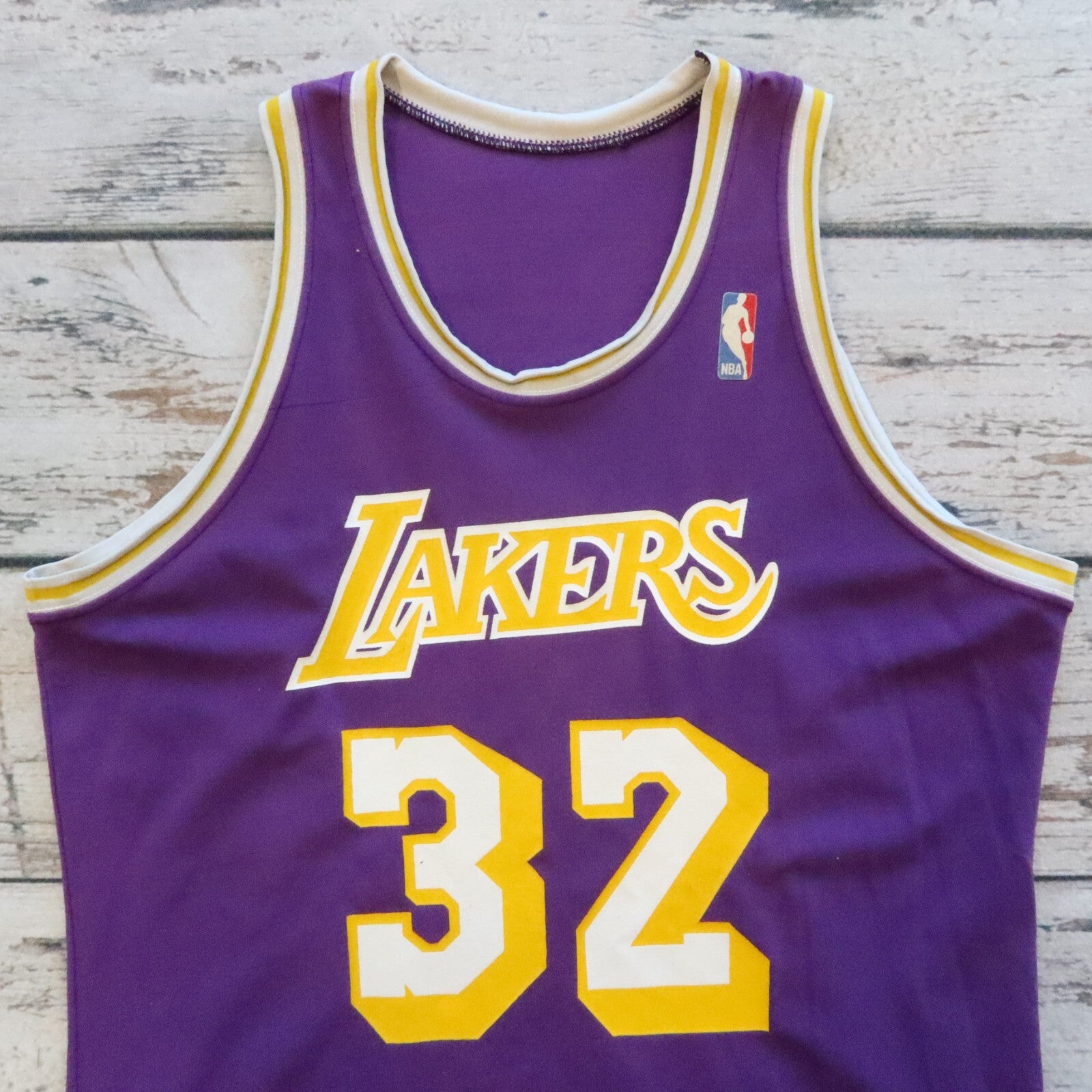 Vintage Los Angeles Lakers Magic Johnson Basketball Jersey by Sand Knit NBA