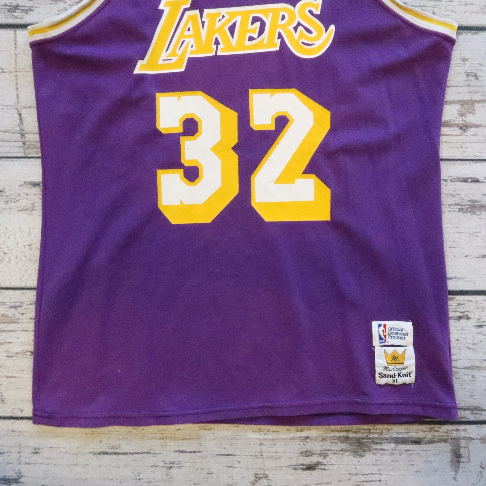 Vintage Los Angeles Lakers Magic Johnson Basketball Jersey by Sand Knit NBA