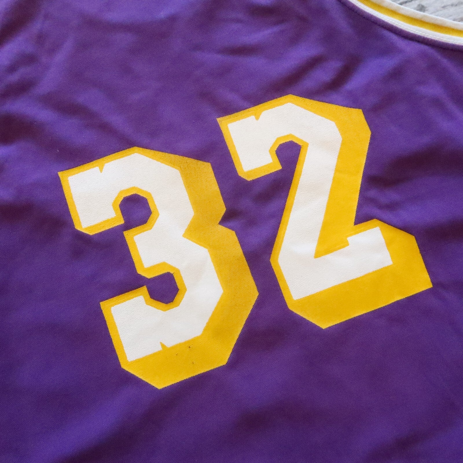 Vintage Los Angeles Lakers Magic Johnson Basketball Jersey by Sand Knit NBA