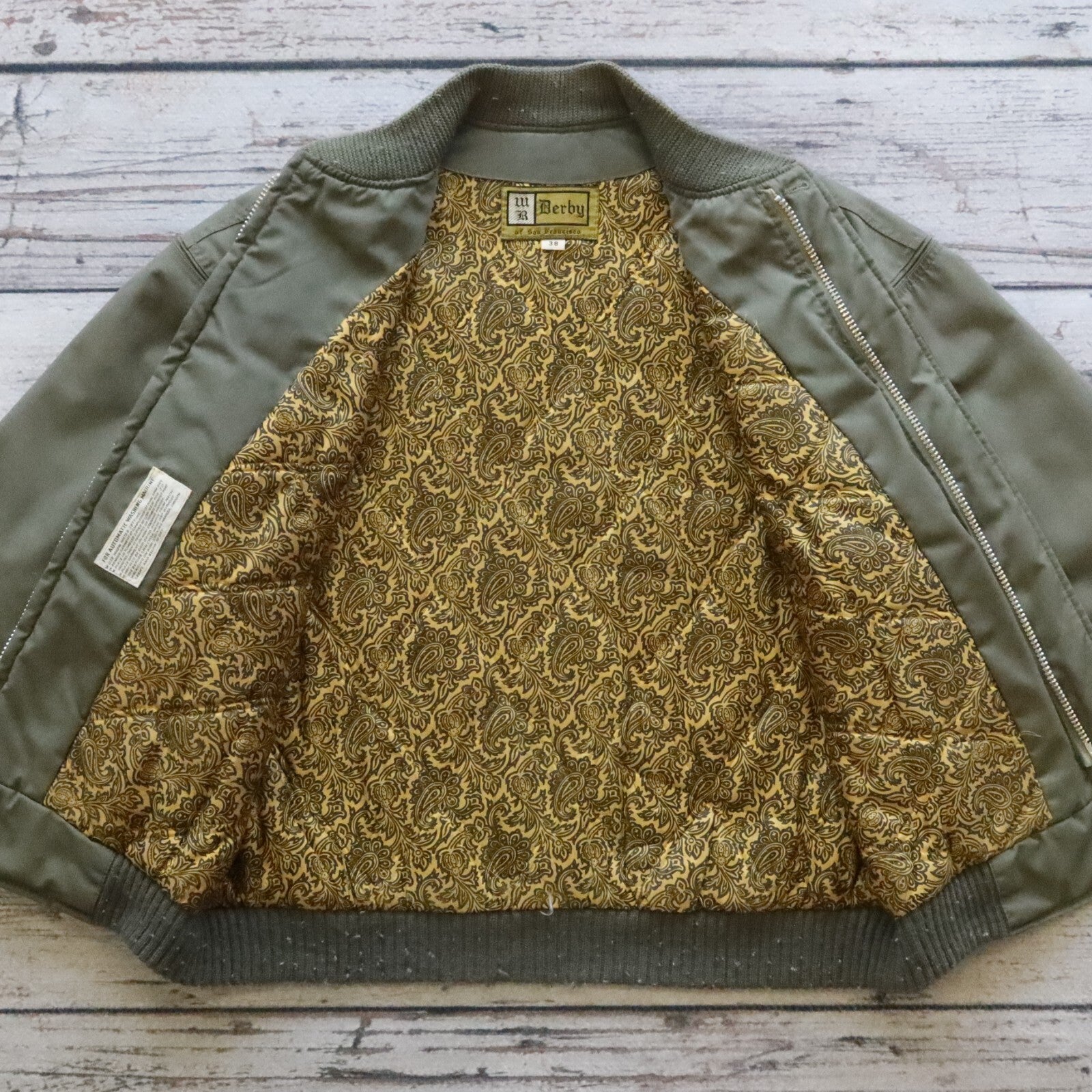Vintage Derby San Francisco Quilted Lined Jacket Green Rare