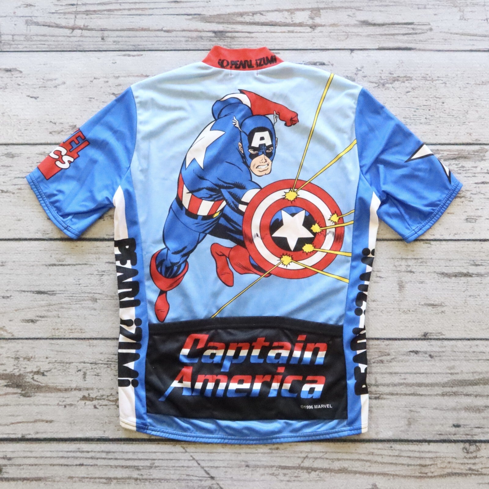 Vintage Pearl Izumi Captain America Cycling Jersey Marvel Comics Made in USA