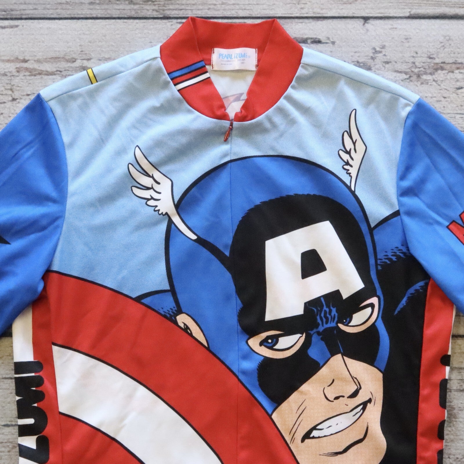 Vintage Pearl Izumi Captain America Cycling Jersey Marvel Comics Made in USA