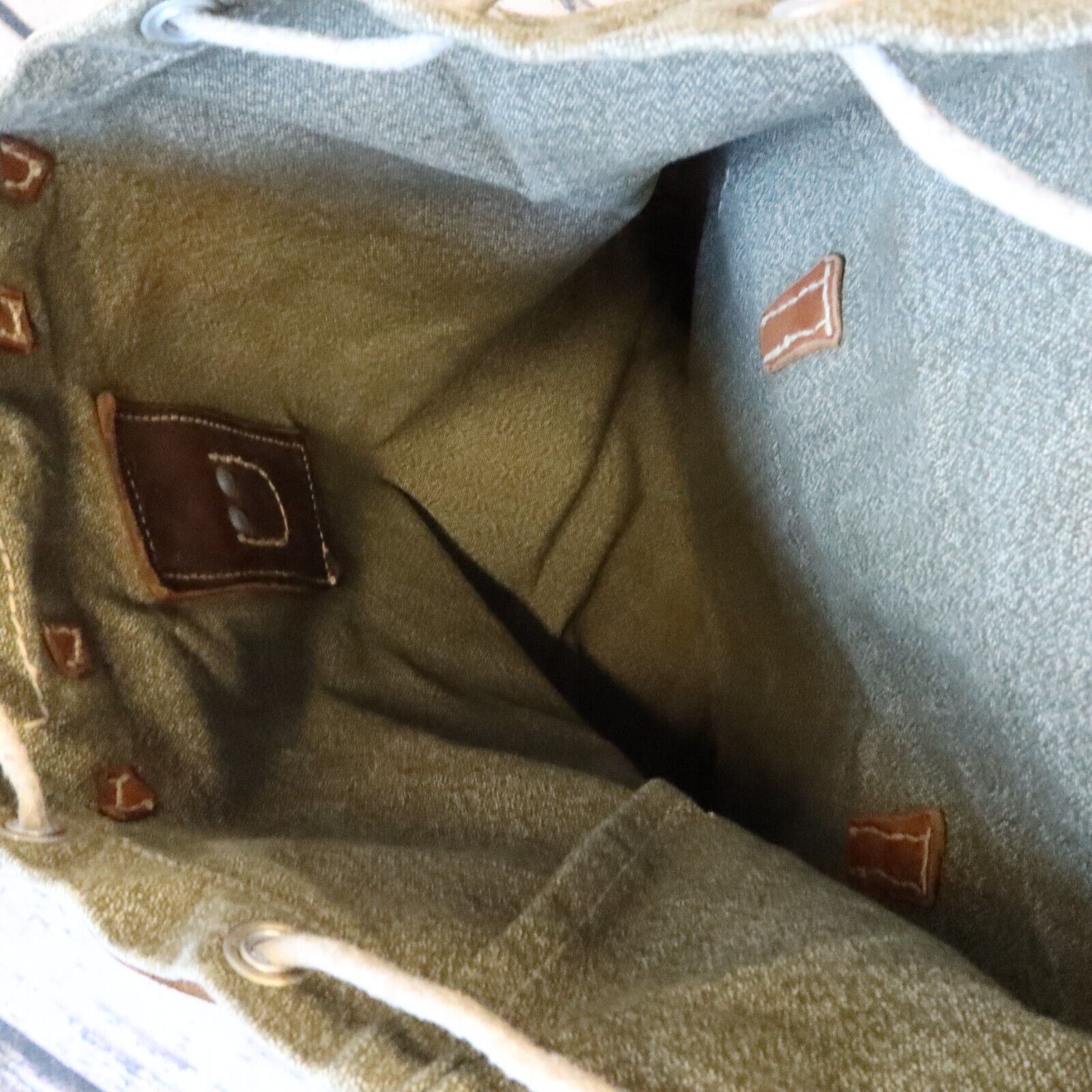 Vintage Swiss Army Military Rucksack Backpack Salt Pepper Canvas