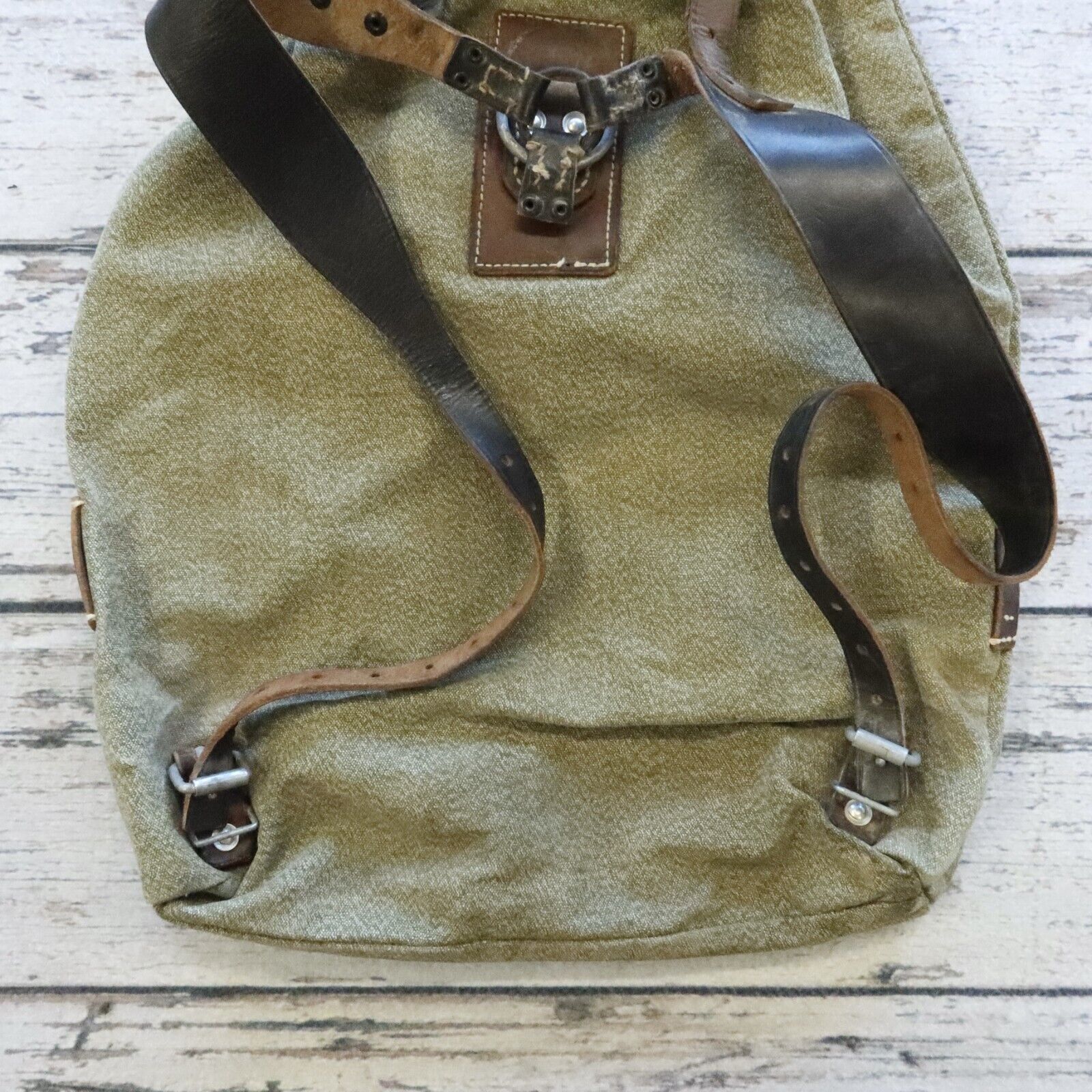 Vintage Swiss Army Military Rucksack Backpack Salt Pepper Canvas