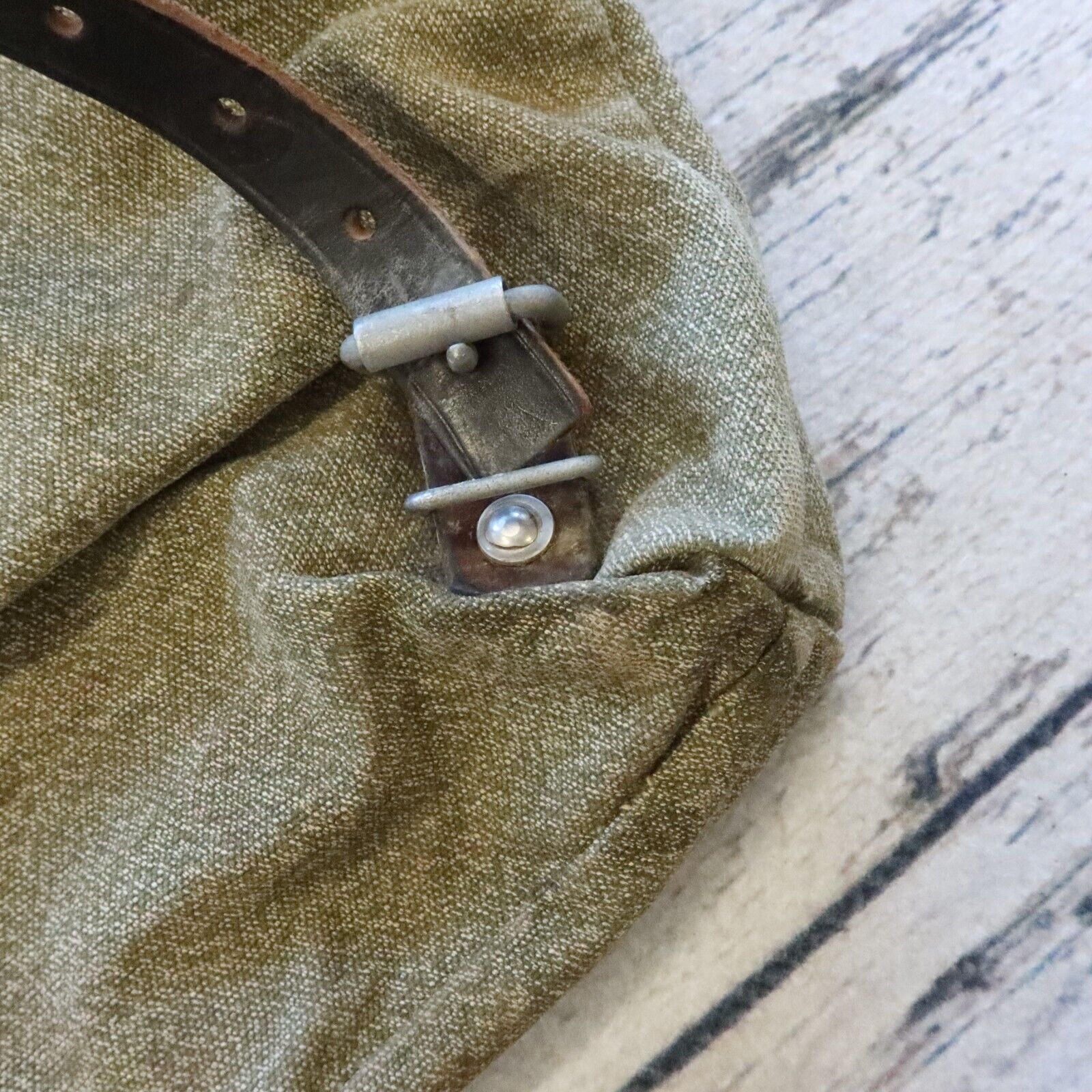 Vintage Swiss Army Military Rucksack Backpack Salt Pepper Canvas