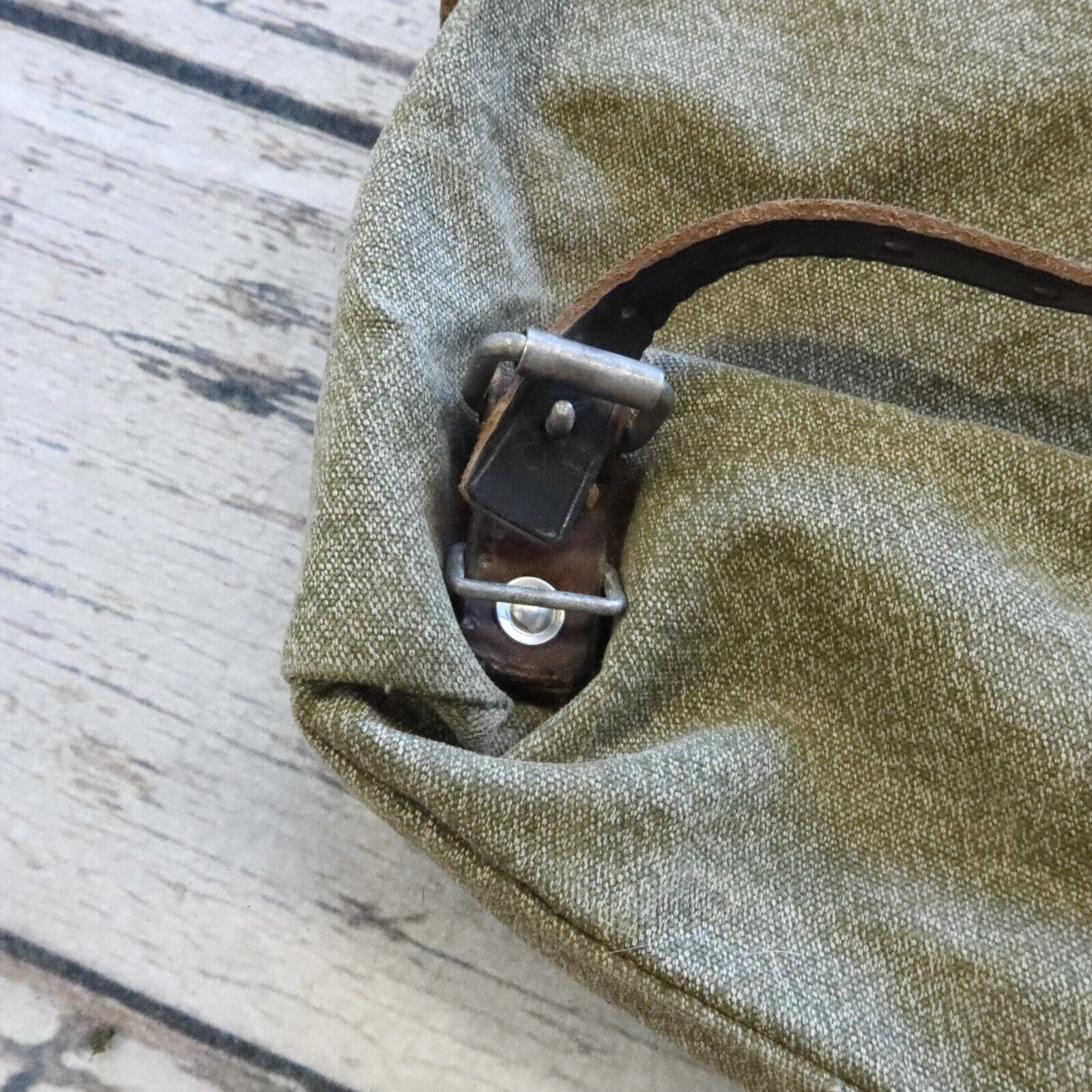 Vintage Swiss Army Military Rucksack Backpack Salt Pepper Canvas