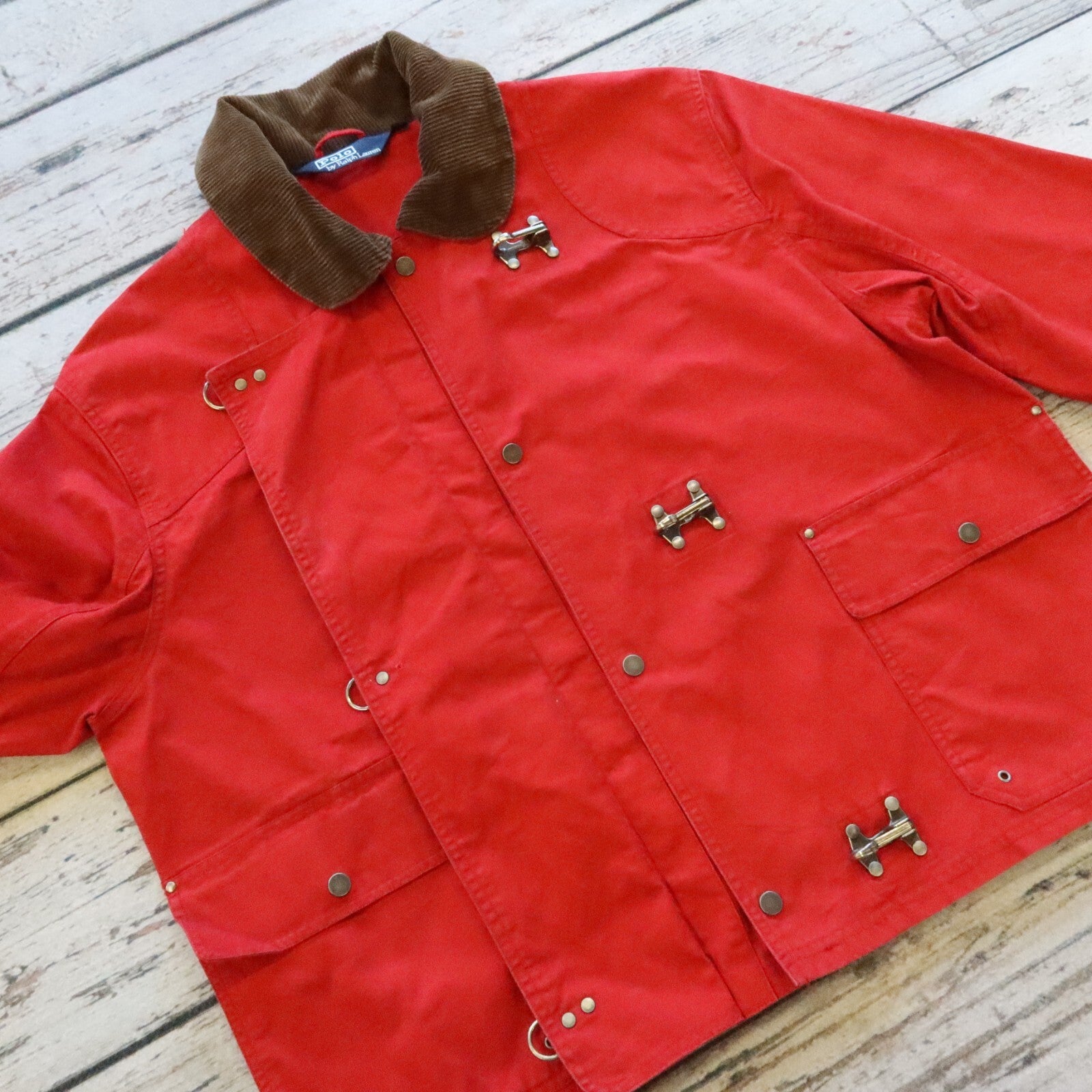 Vintage Polo Ralph Lauren Canvas Lobster Clasp Cropped Fireman Jacket