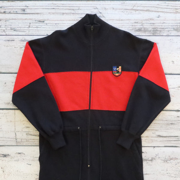 Vintage 90s Polo Ralph Lauren Suicide Ski One Piece Sweat Suit Jumpsuit
