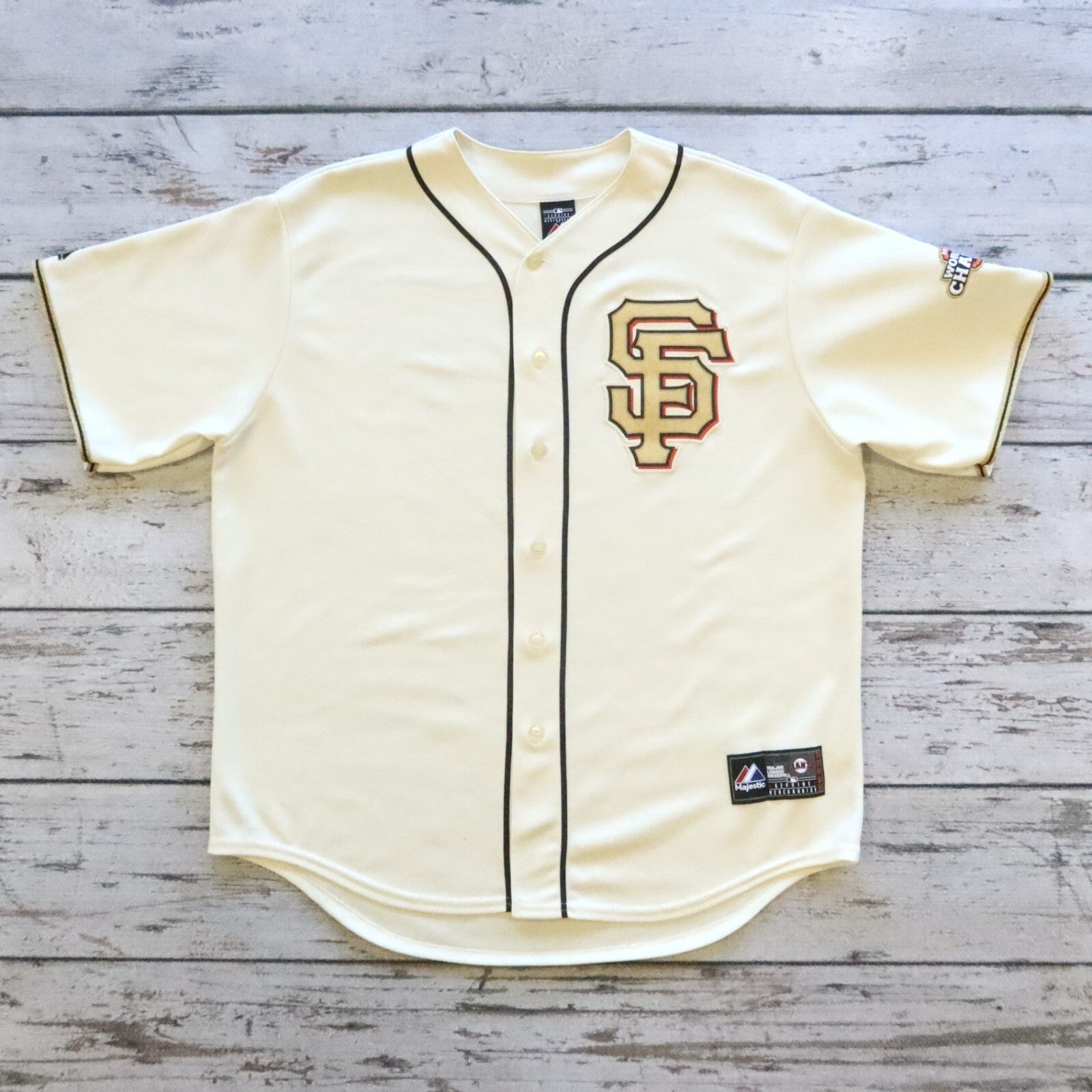 San Francisco Giants 2012 World Series Championship Gold Jersey Majestic Size XL