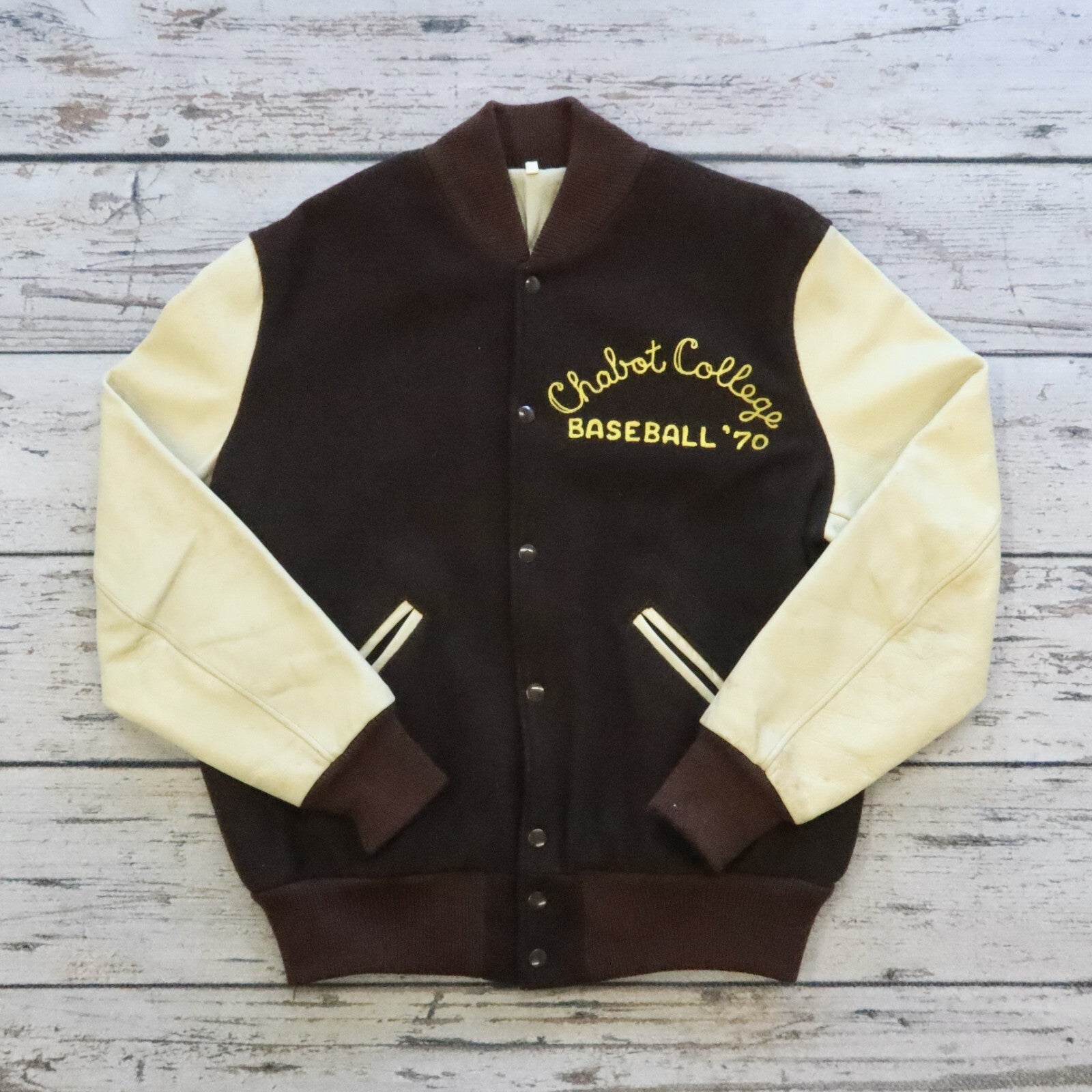 Vintage Chabot College Baseball Varsity Jacket Leather Wool