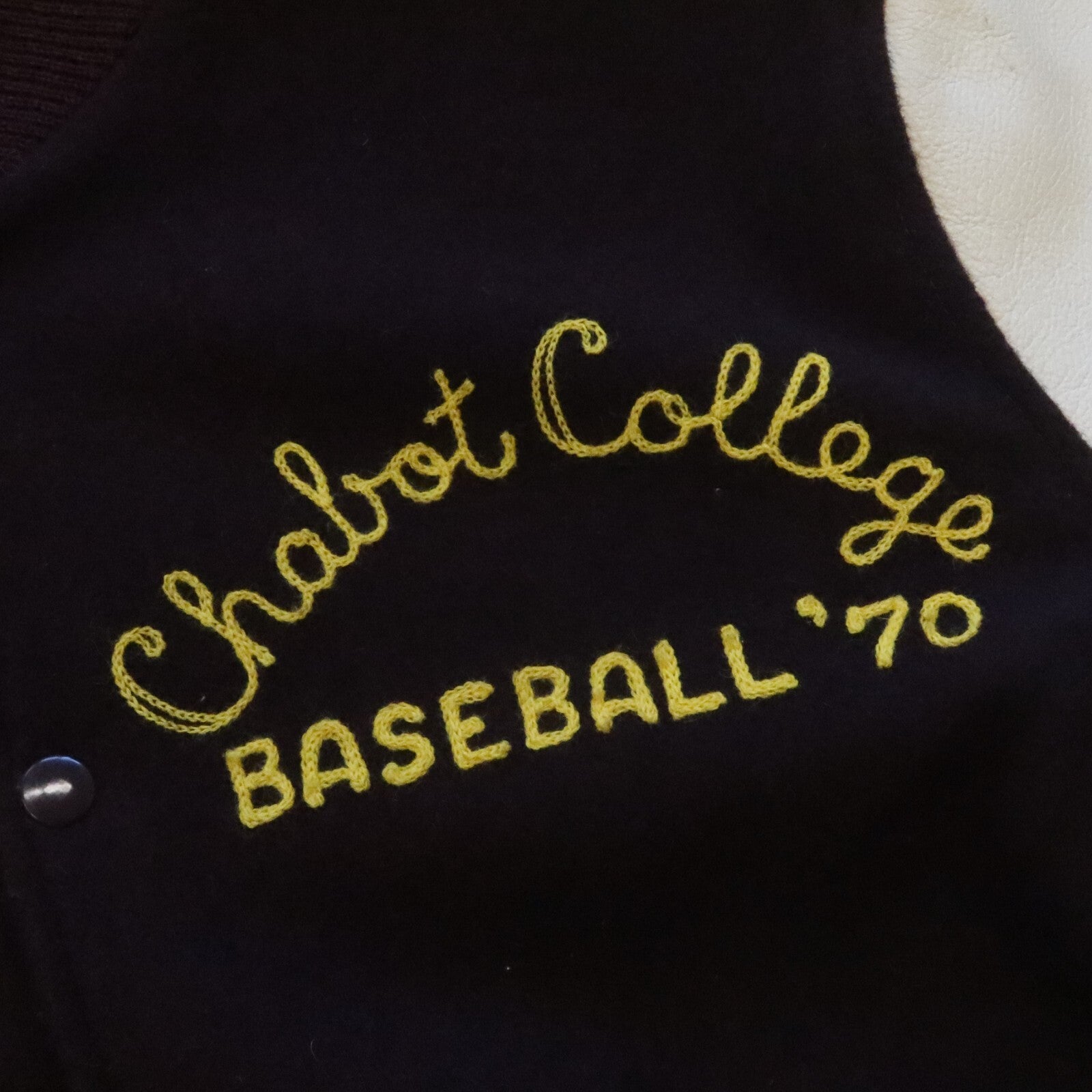 Vintage Chabot College Baseball Varsity Jacket Leather Wool