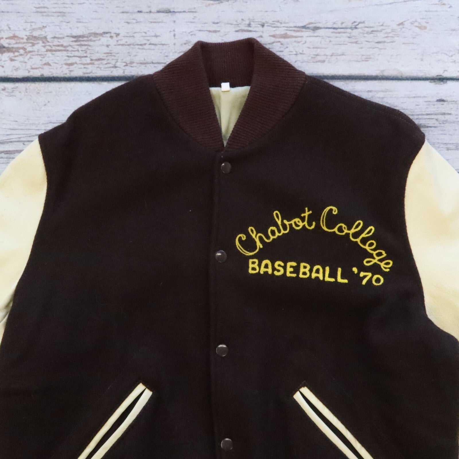 Vintage Chabot College Baseball Varsity Jacket Leather Wool