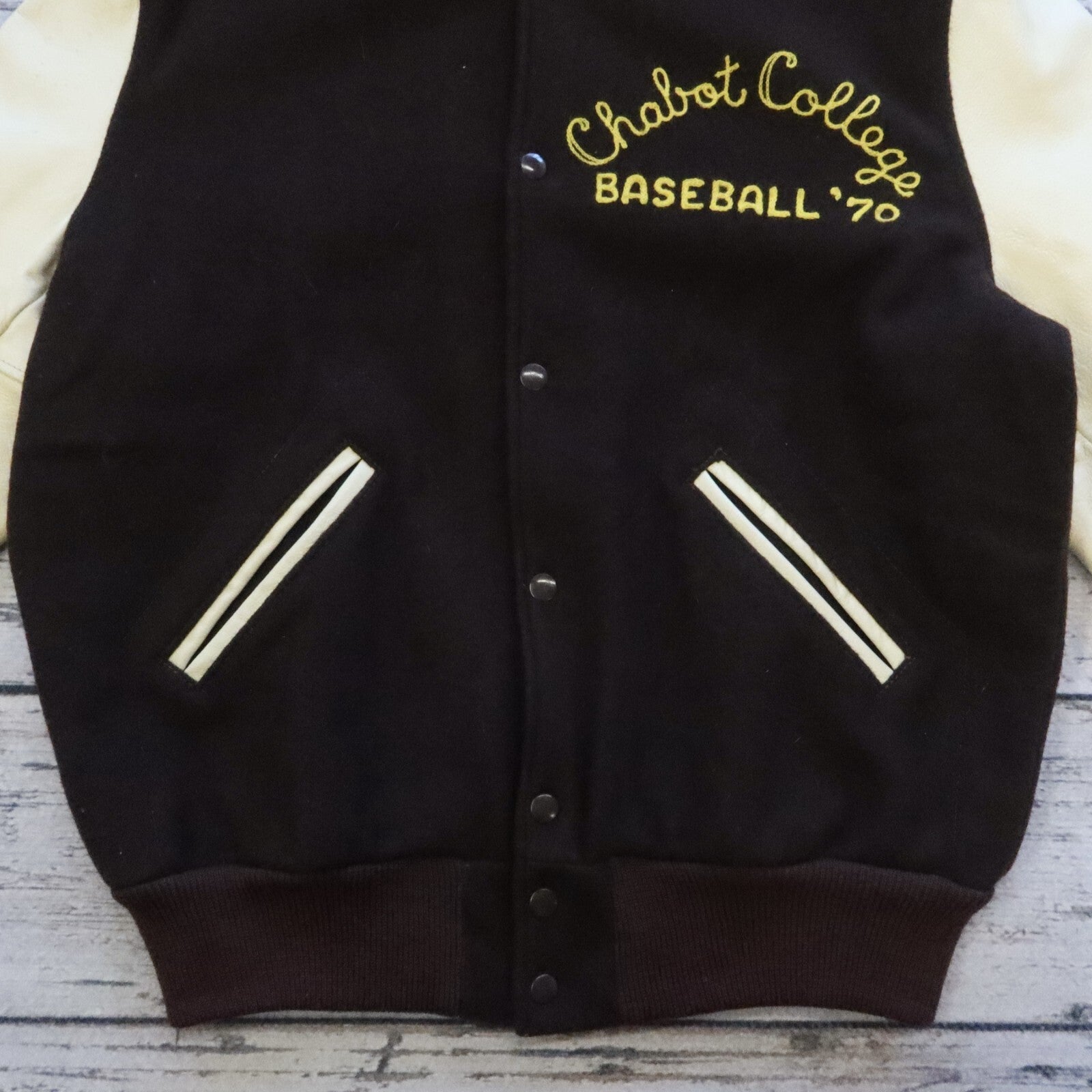 Vintage Chabot College Baseball Varsity Jacket Leather Wool