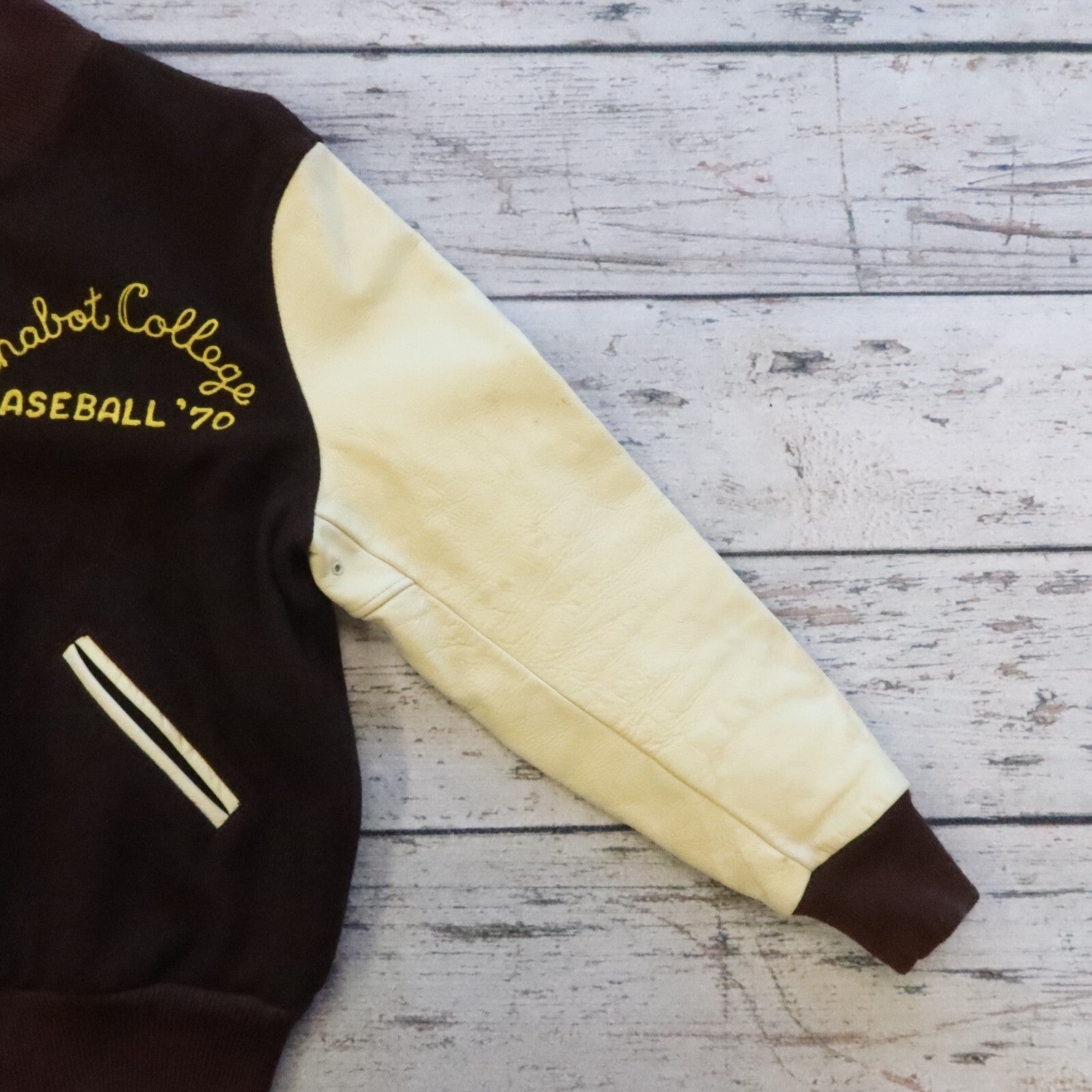Vintage Chabot College Baseball Varsity Jacket Leather Wool