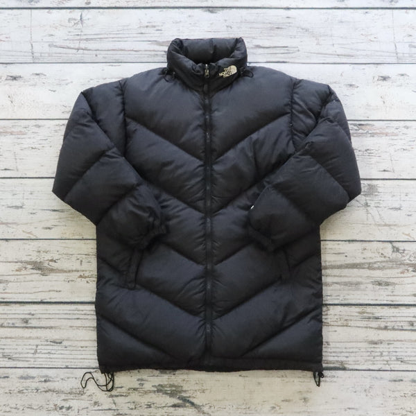Vintage 90s The North Face Quilted Puffer Trench Coat Jacket Size M Black