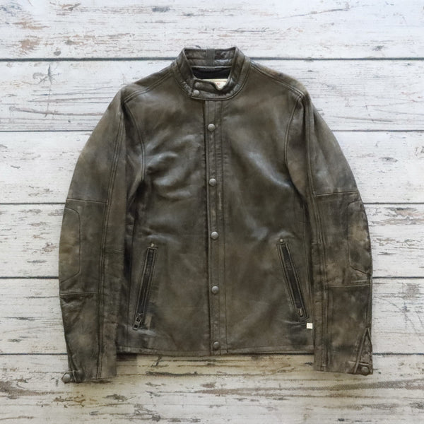 Vintage Gap RED Leather Cafe Racer Motorcycle Jacket Distressed