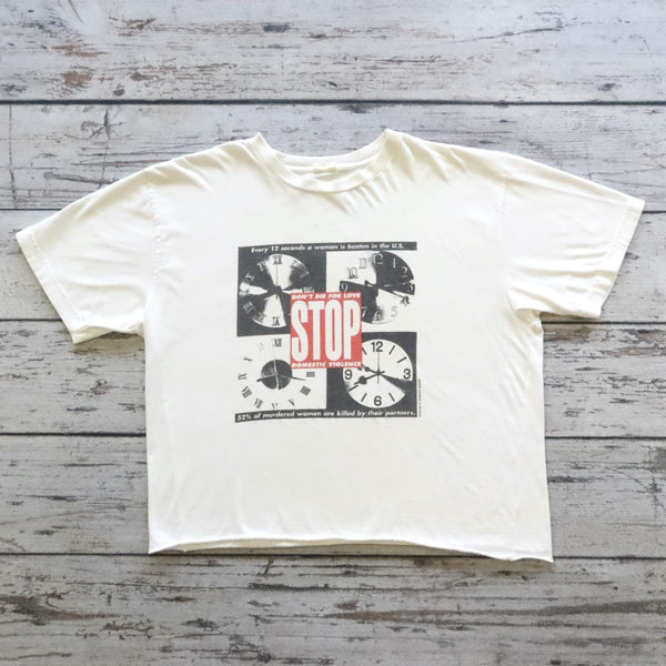 Vintage Barbara Kruger Women's Work Cropped Tshirt Made in USA Size L