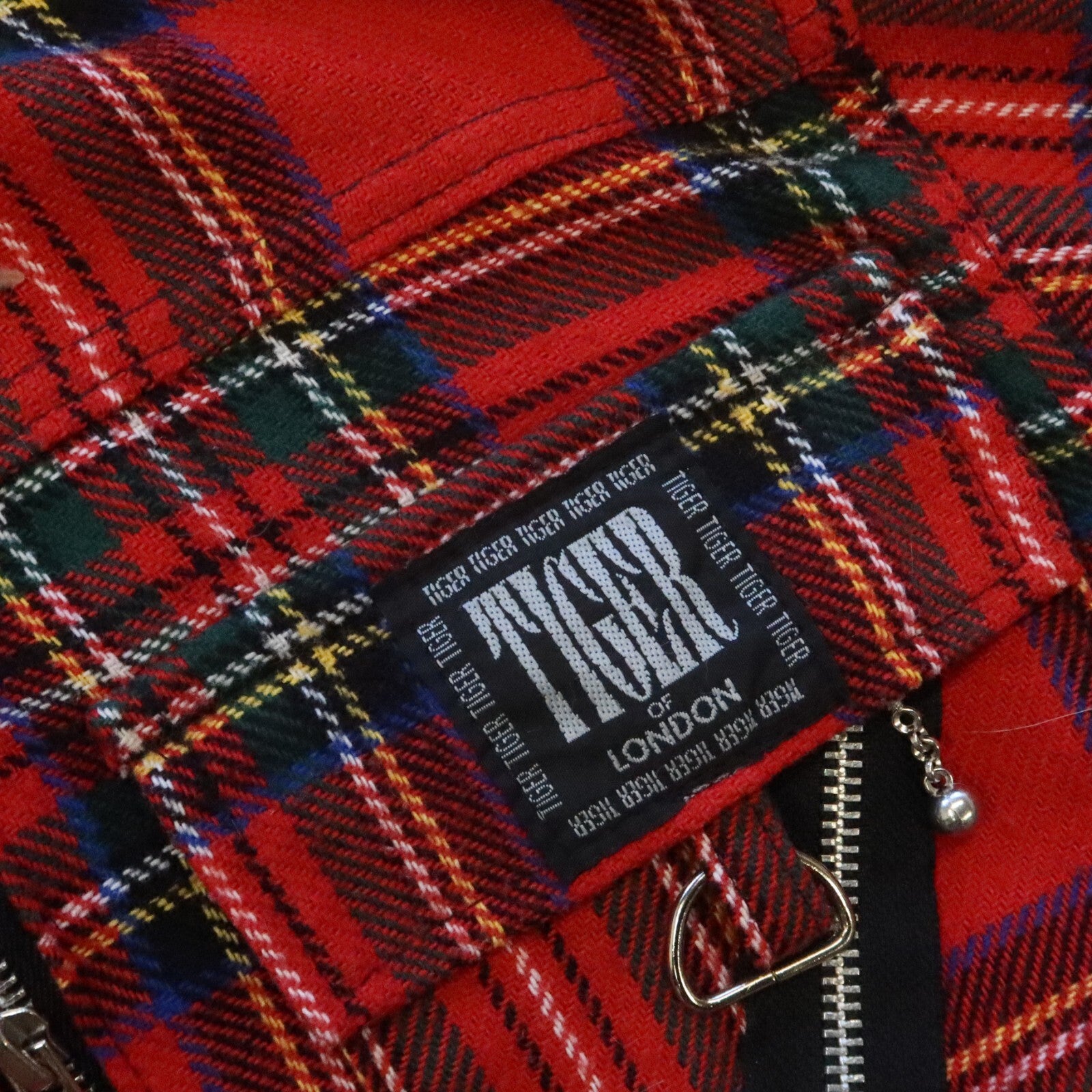 Vintage Tiger of London Main Street Saints Patchwork Plaid Biker Jacket Rare