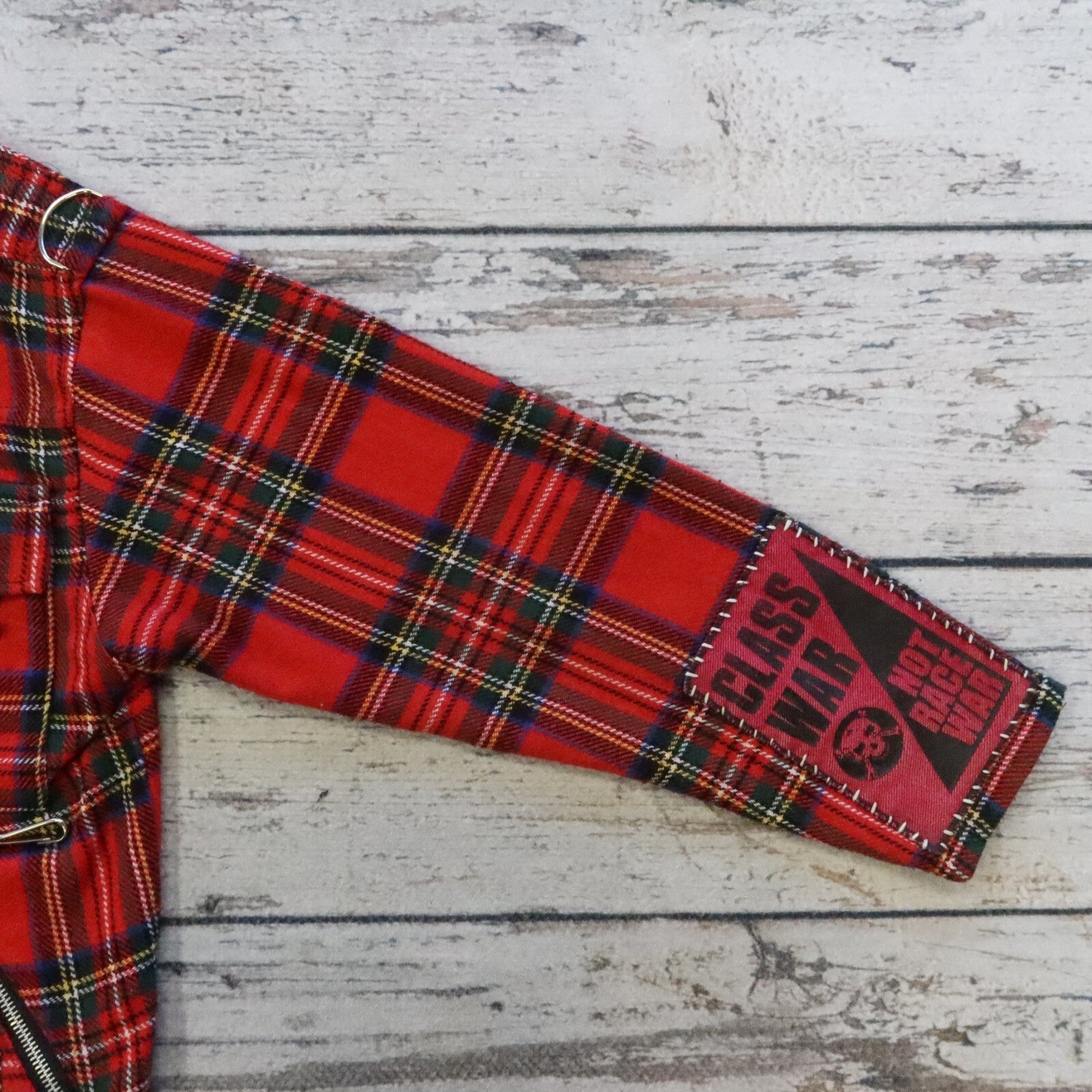 Vintage Tiger of London Main Street Saints Patchwork Plaid Biker Jacket Rare