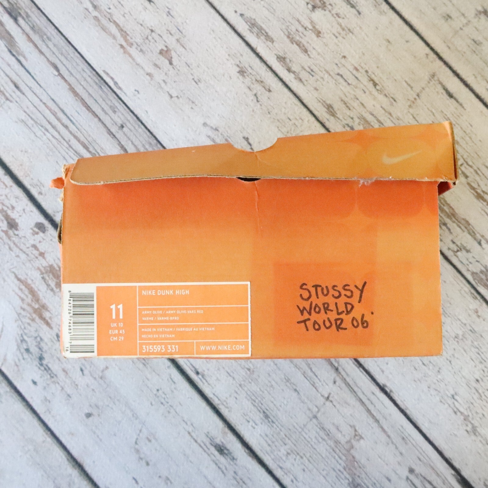 Vintage 2006 Nike Dunk High Stussy NY Shoes 315593-331 World Tour