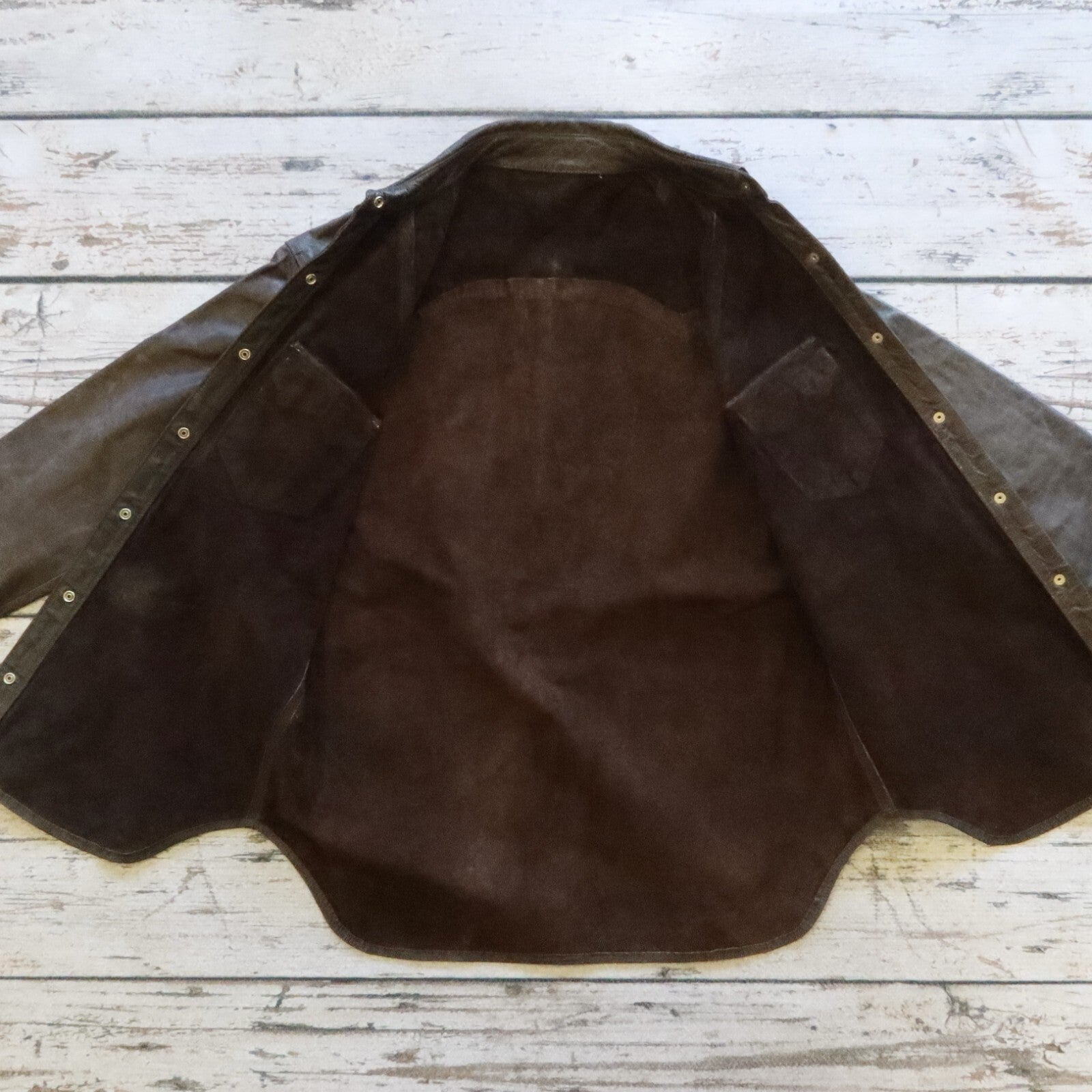 Vintage 90s Levis Sawtooth Pearl Snap Western Leather Shirt