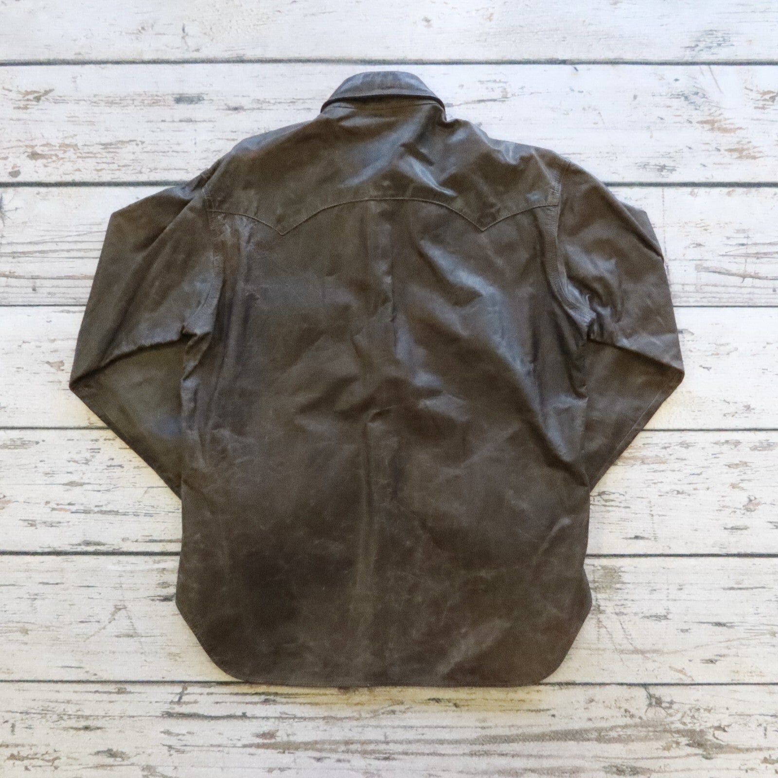 Vintage 90s Levis Sawtooth Pearl Snap Western Leather Shirt
