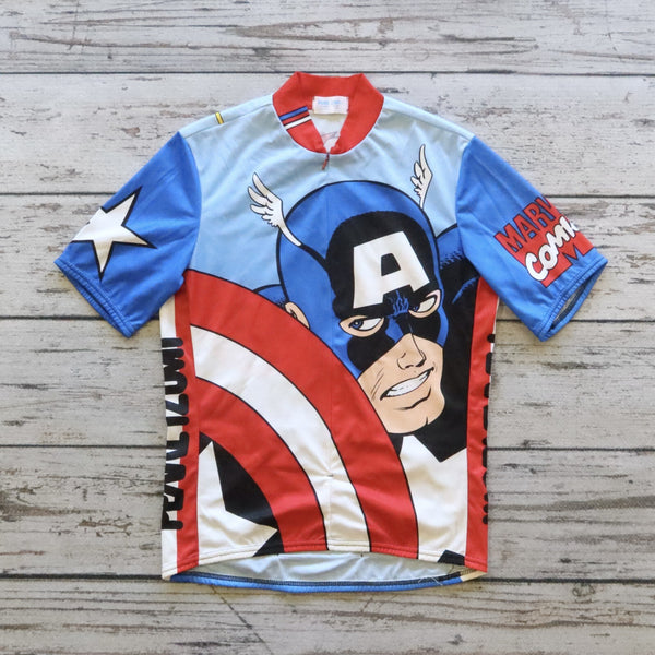 Vintage Pearl Izumi Captain America Cycling Jersey Marvel Comics Made in USA